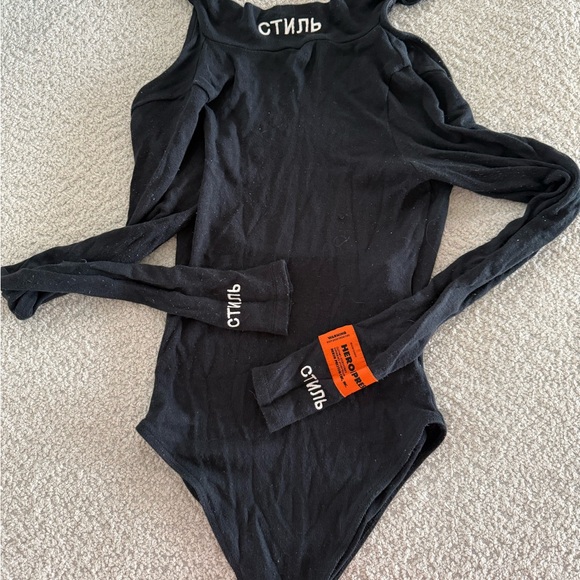 Heron Preston Tops - Heron Preston Black Bodysuit with Orange Tag